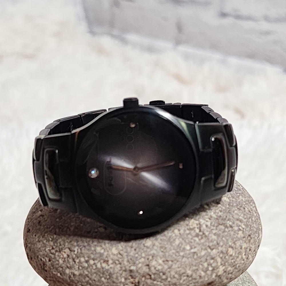 FOSSIL ARKITEKT FS-4166 All Black Real Diamond Stainless Steel Dress Watch/Used - Picture 7 of 12